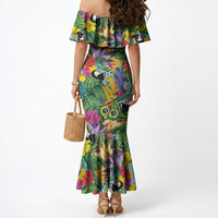 Macaw Parrot Brazil Mermaid Dress Maracas Seamless Tropical Flowers