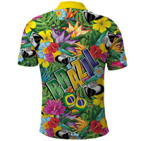 Macaw Parrot Brazil Polo Shirt Maracas Seamless Tropical Flowers