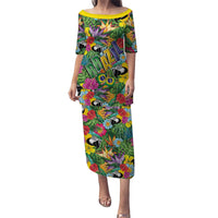 Macaw Parrot Brazil Puletasi Maracas Seamless Tropical Flowers