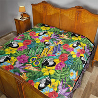 Macaw Parrot Brazil Quilt Maracas Seamless Tropical Flowers