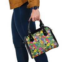 Macaw Parrot Brazil Shoulder Handbag Maracas Seamless Tropical Flowers