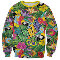Macaw Parrot Brazil Sweatshirt Maracas Seamless Tropical Flowers