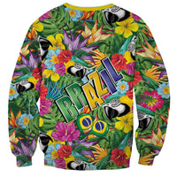Macaw Parrot Brazil Sweatshirt Maracas Seamless Tropical Flowers