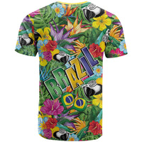 Macaw Parrot Brazil T Shirt Maracas Seamless Tropical Flowers