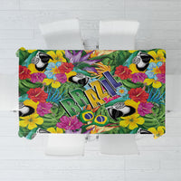 Macaw Parrot Brazil Tablecloth Maracas Seamless Tropical Flowers