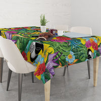 Macaw Parrot Brazil Tablecloth Maracas Seamless Tropical Flowers