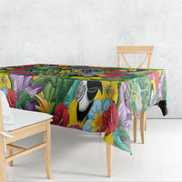 Macaw Parrot Brazil Tablecloth Maracas Seamless Tropical Flowers