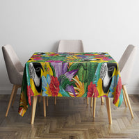 Macaw Parrot Brazil Tablecloth Maracas Seamless Tropical Flowers