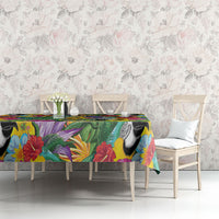 Macaw Parrot Brazil Tablecloth Maracas Seamless Tropical Flowers