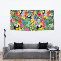 Macaw Parrot Brazil Tapestry Maracas Seamless Tropical Flowers