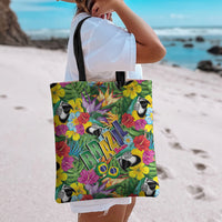 Macaw Parrot Brazil Tote Bag Maracas Seamless Tropical Flowers