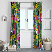 Macaw Parrot Brazil Window Curtain Maracas Seamless Tropical Flowers