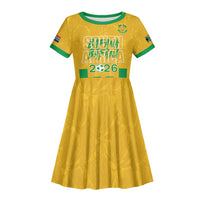 South Africa Soccer 2026 Custom Kid Short Sleeve Dress Bafana Bafana Kaofela Protea Yellow
