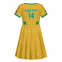 South Africa Soccer 2026 Custom Kid Short Sleeve Dress Bafana Bafana Kaofela Protea Yellow