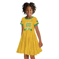 South Africa Soccer 2026 Custom Kid Short Sleeve Dress Bafana Bafana Kaofela Protea Yellow