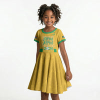 South Africa Soccer 2026 Custom Kid Short Sleeve Dress Bafana Bafana Kaofela Protea Yellow