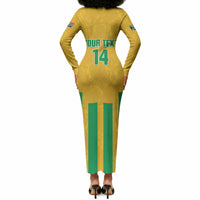 South Africa Soccer 2026 Custom Long Sleeve Bodycon Dress Bafana Bafana Kaofela Protea Yellow