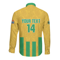 South Africa Soccer 2026 Custom Long Sleeve Button Shirt Bafana Bafana Kaofela Protea Yellow