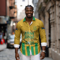 South Africa Soccer 2026 Custom Long Sleeve Button Shirt Bafana Bafana Kaofela Protea Yellow