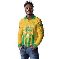 South Africa Soccer 2026 Custom Long Sleeve Polo Shirt Bafana Bafana Kaofela Protea Yellow