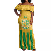South Africa Soccer 2026 Custom Off Shoulder Maxi Dress Bafana Bafana Kaofela Protea Yellow