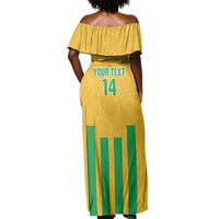 South Africa Soccer 2026 Custom Off Shoulder Maxi Dress Bafana Bafana Kaofela Protea Yellow