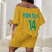 South Africa Soccer 2026 Custom Off Shoulder Short Dress Bafana Bafana Kaofela Protea Yellow