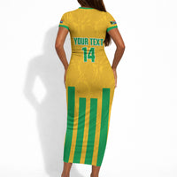 South Africa Soccer 2026 Custom Short Sleeve Bodycon Dress Bafana Bafana Kaofela Protea Yellow