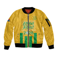 South Africa Soccer 2026 Custom Sleeve Zip Bomber Jacket Bafana Bafana Kaofela Protea Yellow