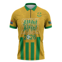 South Africa Soccer 2026 Custom Zipper Polo Shirt Bafana Bafana Kaofela Protea Yellow