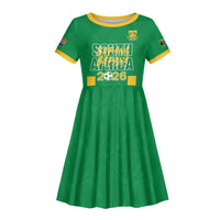 South Africa Soccer 2026 Custom Kid Short Sleeve Dress Bafana Bafana Kaofela Protea Green