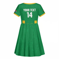 South Africa Soccer 2026 Custom Kid Short Sleeve Dress Bafana Bafana Kaofela Protea Green