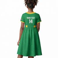 South Africa Soccer 2026 Custom Kid Short Sleeve Dress Bafana Bafana Kaofela Protea Green