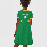 South Africa Soccer 2026 Custom Kid Short Sleeve Dress Bafana Bafana Kaofela Protea Green