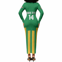 South Africa Soccer 2026 Custom Long Sleeve Bodycon Dress Bafana Bafana Kaofela Protea Green
