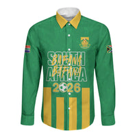 South Africa Soccer 2026 Custom Long Sleeve Button Shirt Bafana Bafana Kaofela Protea Green