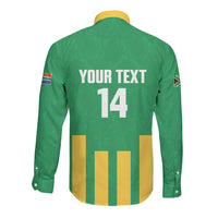 South Africa Soccer 2026 Custom Long Sleeve Button Shirt Bafana Bafana Kaofela Protea Green