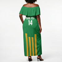 South Africa Soccer 2026 Custom Off Shoulder Maxi Dress Bafana Bafana Kaofela Protea Green