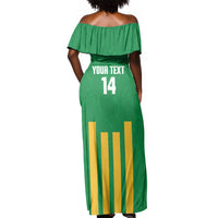 South Africa Soccer 2026 Custom Off Shoulder Maxi Dress Bafana Bafana Kaofela Protea Green