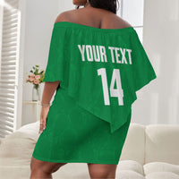 South Africa Soccer 2026 Custom Off Shoulder Short Dress Bafana Bafana Kaofela Protea Green