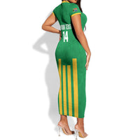 South Africa Soccer 2026 Custom Short Sleeve Bodycon Dress Bafana Bafana Kaofela Protea Green