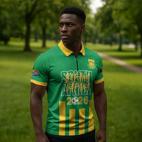 South Africa Soccer 2026 Custom Zipper Polo Shirt Bafana Bafana Kaofela Protea Green