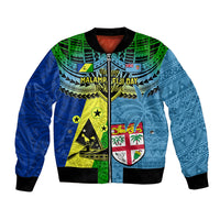 Malampa Fiji Day Bomber Jacket Together We Grow Proud Polynesian Tapa Artsy - Wonder Print Shop