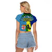 Malampa Fiji Day Raglan Cropped T Shirt Together We Grow Proud Polynesian Tapa Artsy - Wonder Print Shop