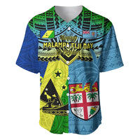 Custom Malampa Fiji Day Baseball Jersey Together We Grow Proud Polynesian Tapa Artsy - Wonder Print Shop
