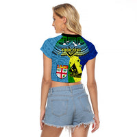Custom Malampa Fiji Day Raglan Cropped T Shirt Together We Grow Proud Polynesian Tapa Artsy - Wonder Print Shop