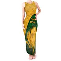 Custom South Africa Tank Maxi Dress King Protea With Kente Pattern - Wonder Print Shop