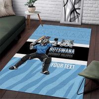 Custom Botswana Cricket Area Rug Go Baggy Blues Zebra Mascot - Wonder Print Shop