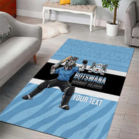Custom Botswana Cricket Area Rug Go Baggy Blues Zebra Mascot - Wonder Print Shop