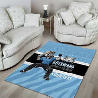 Custom Botswana Cricket Area Rug Go Baggy Blues Zebra Mascot - Wonder Print Shop